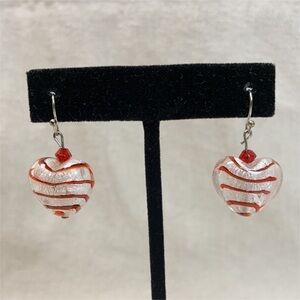Glass Puffy Heart Earrings